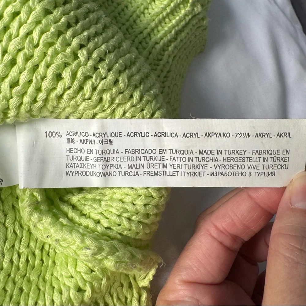 Zara Neon Yellow Chunky Cable Knit Sweater